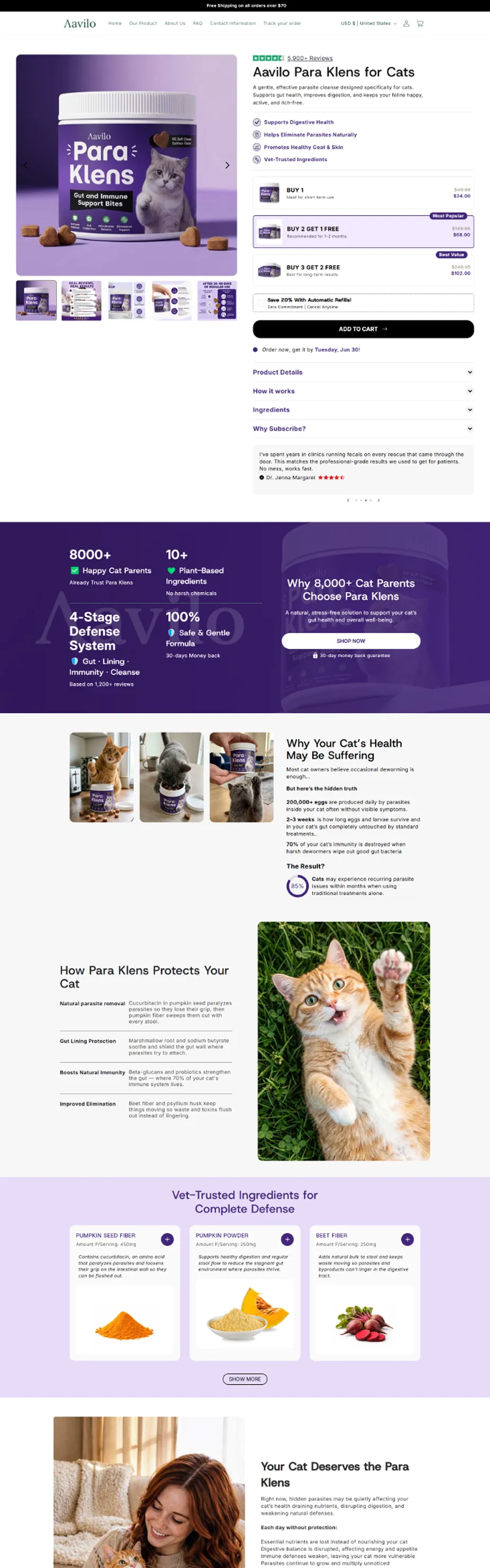 Aavilo product page, second variant